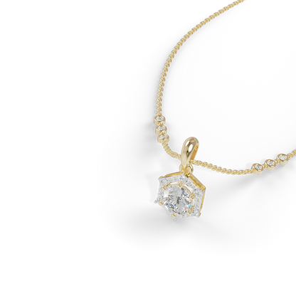 Guru Jewel's Radiant Hexagonal Bezel-Set Solitaire Silver Pendant for Her