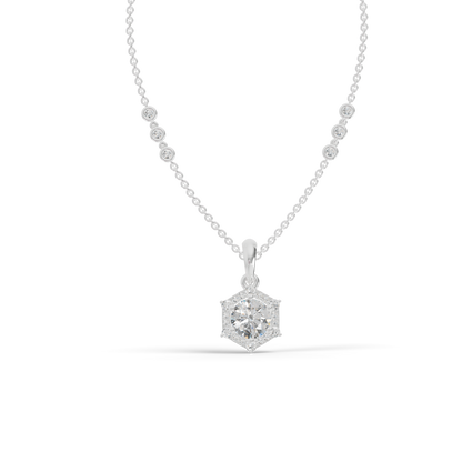 Guru Jewel's Radiant Hexagonal Bezel-Set Solitaire Silver Pendant for Her