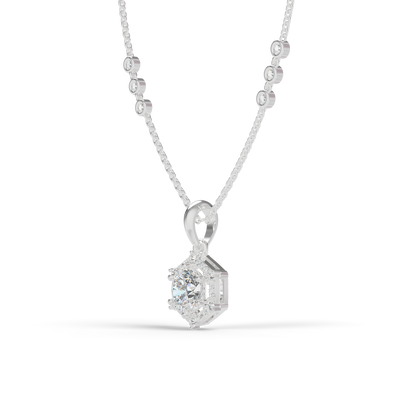 Guru Jewel's Radiant Hexagonal Bezel-Set Solitaire Silver Pendant for Her