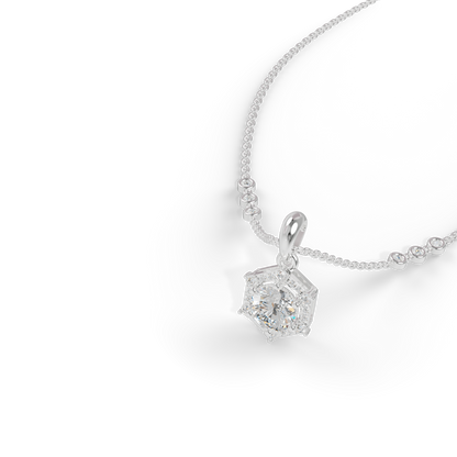 Guru Jewel's Radiant Hexagonal Bezel-Set Solitaire Silver Pendant for Her