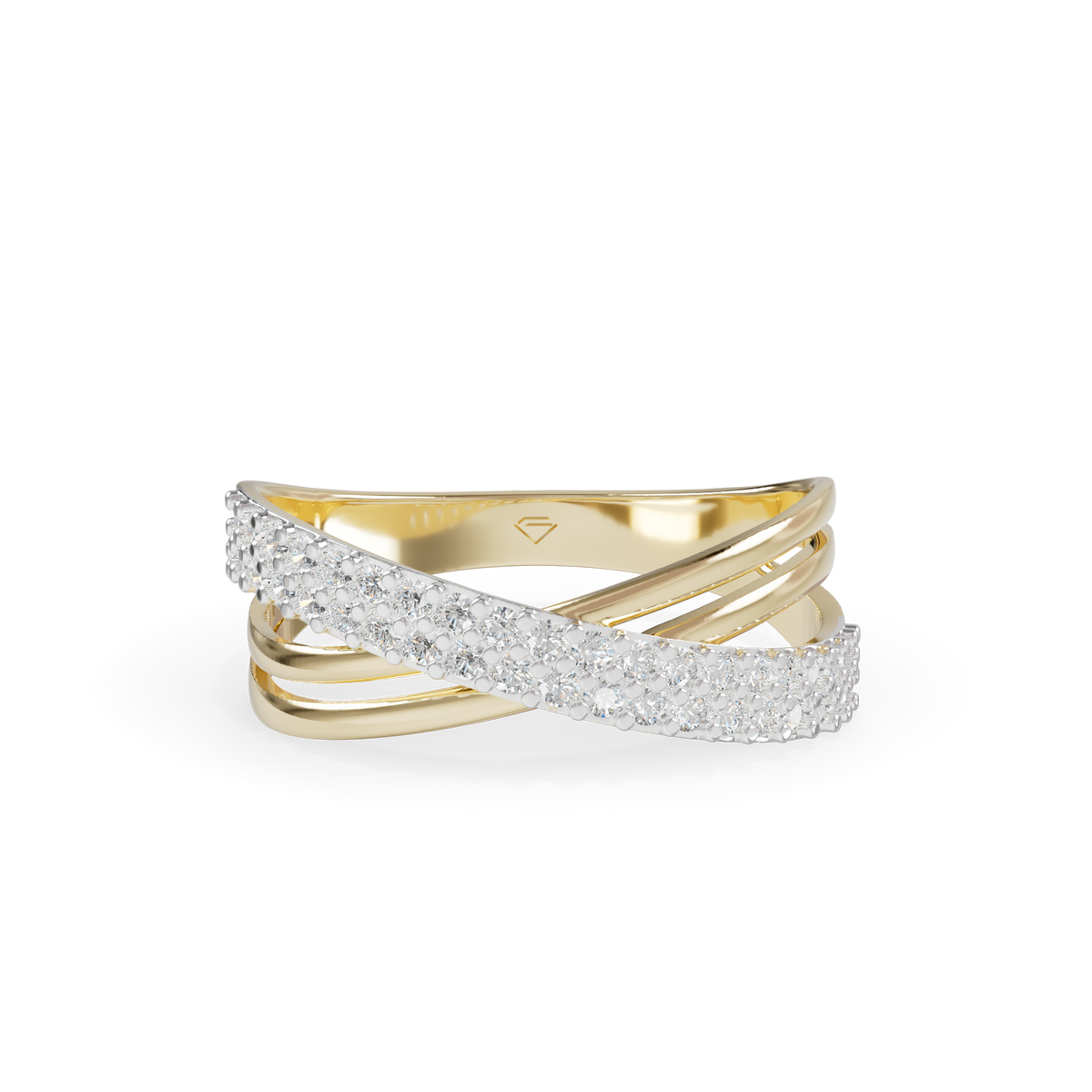 Attractive Round Diamond Studded Silver Ring For Her