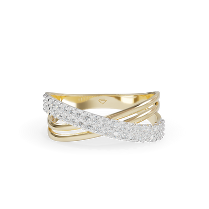 Attractive Round Diamond Studded Silver Ring For Her
