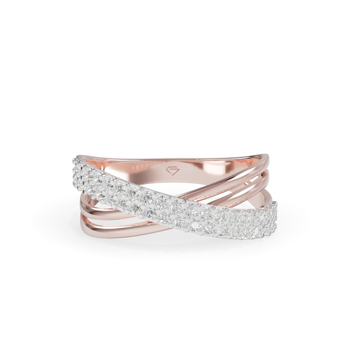Attractive Round Diamond Studded Silver Ring For Her