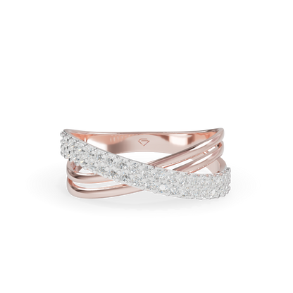 Attractive Round Diamond Studded Silver Ring For Her