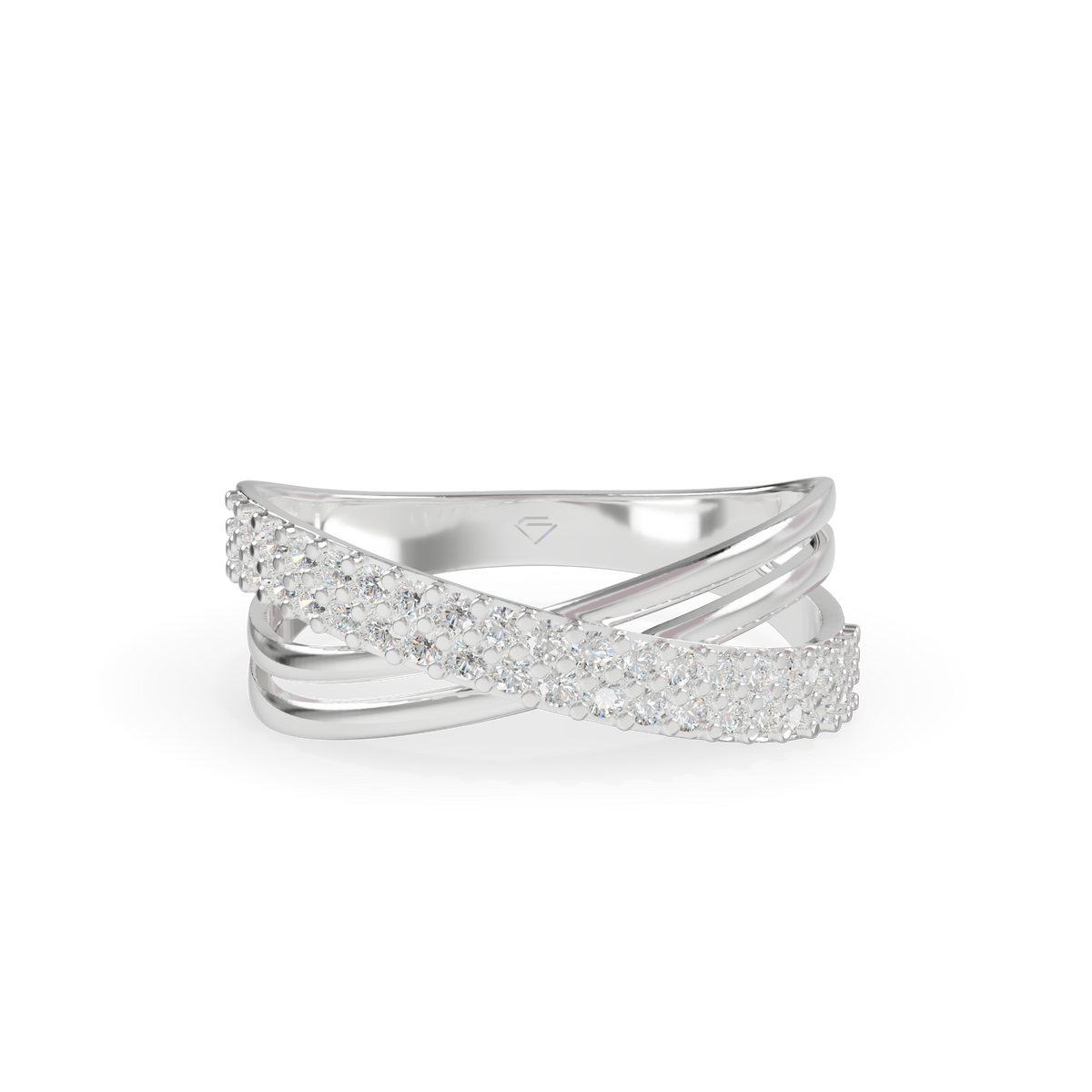 Attractive Round Diamond Studded Silver Ring For Her