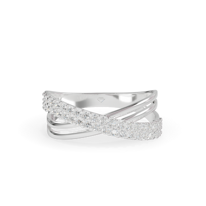 Attractive Round Diamond Studded Silver Ring For Her