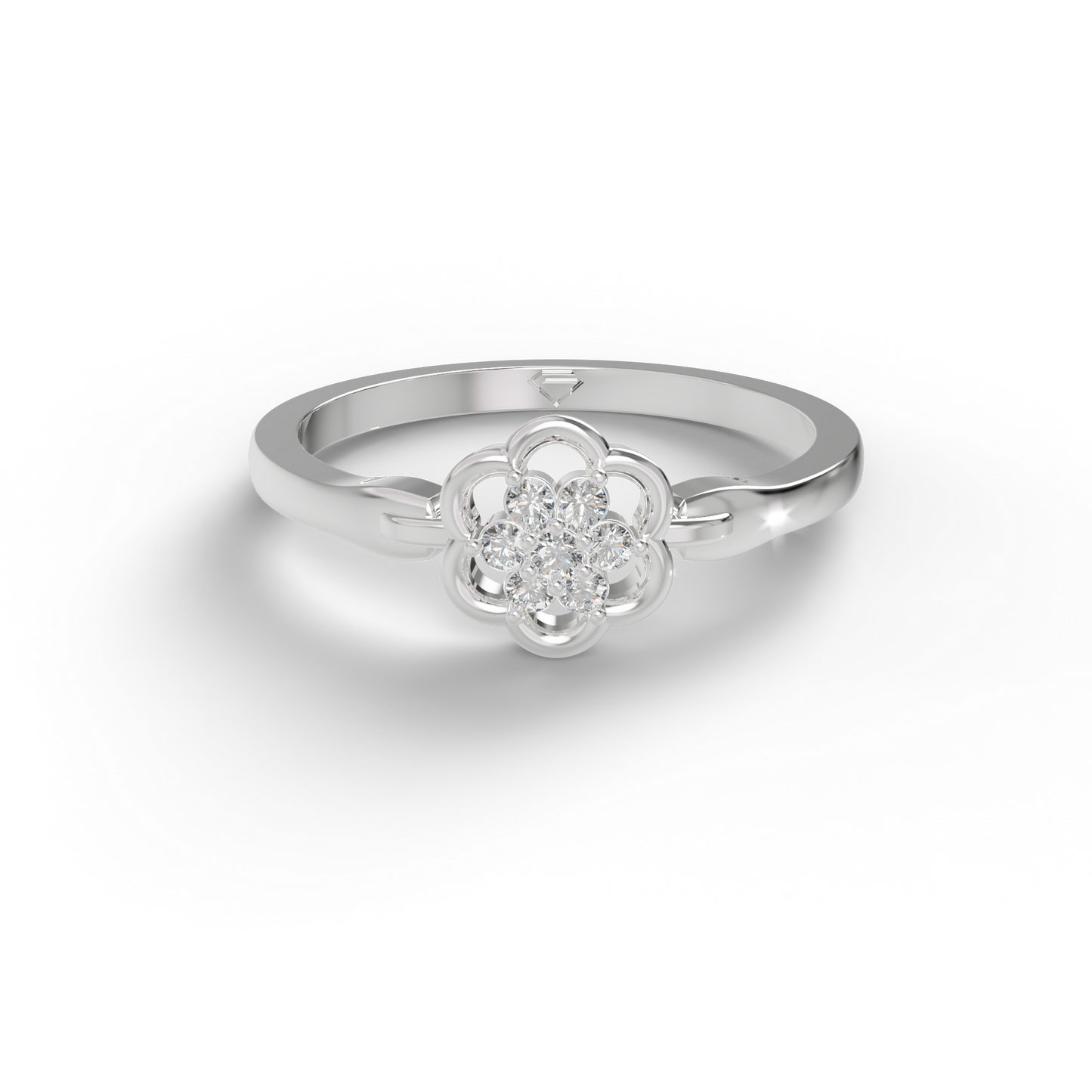 Guru Jewel's Astonishing C.Z Diamond Studded Silver Ring For Her