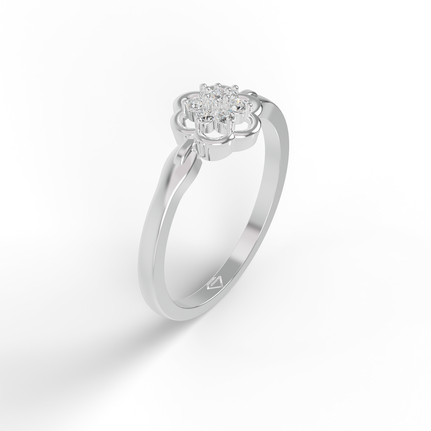 Guru Jewel's Astonishing C.Z Diamond Studded Silver Ring For Her