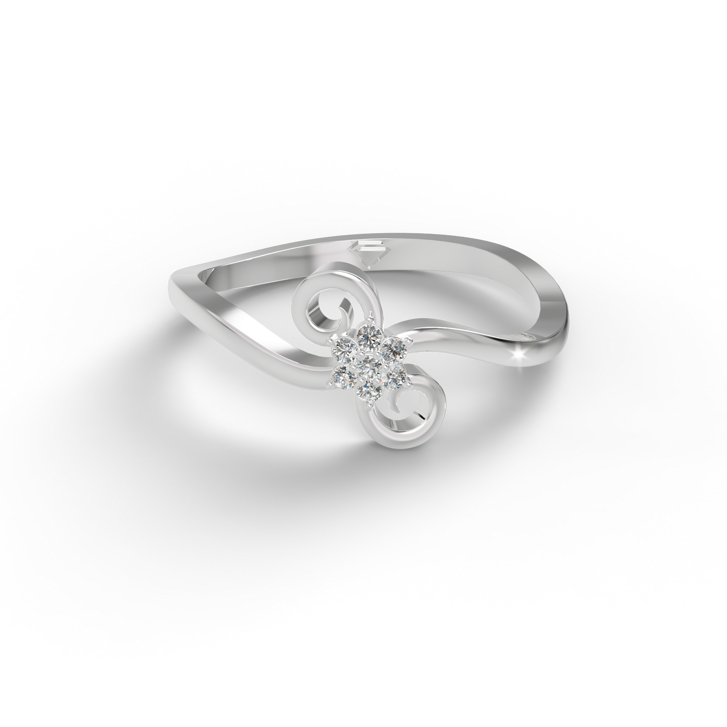 Guru Jewel's C.Z Diamond Studded Beauteous Silver Ring For Her