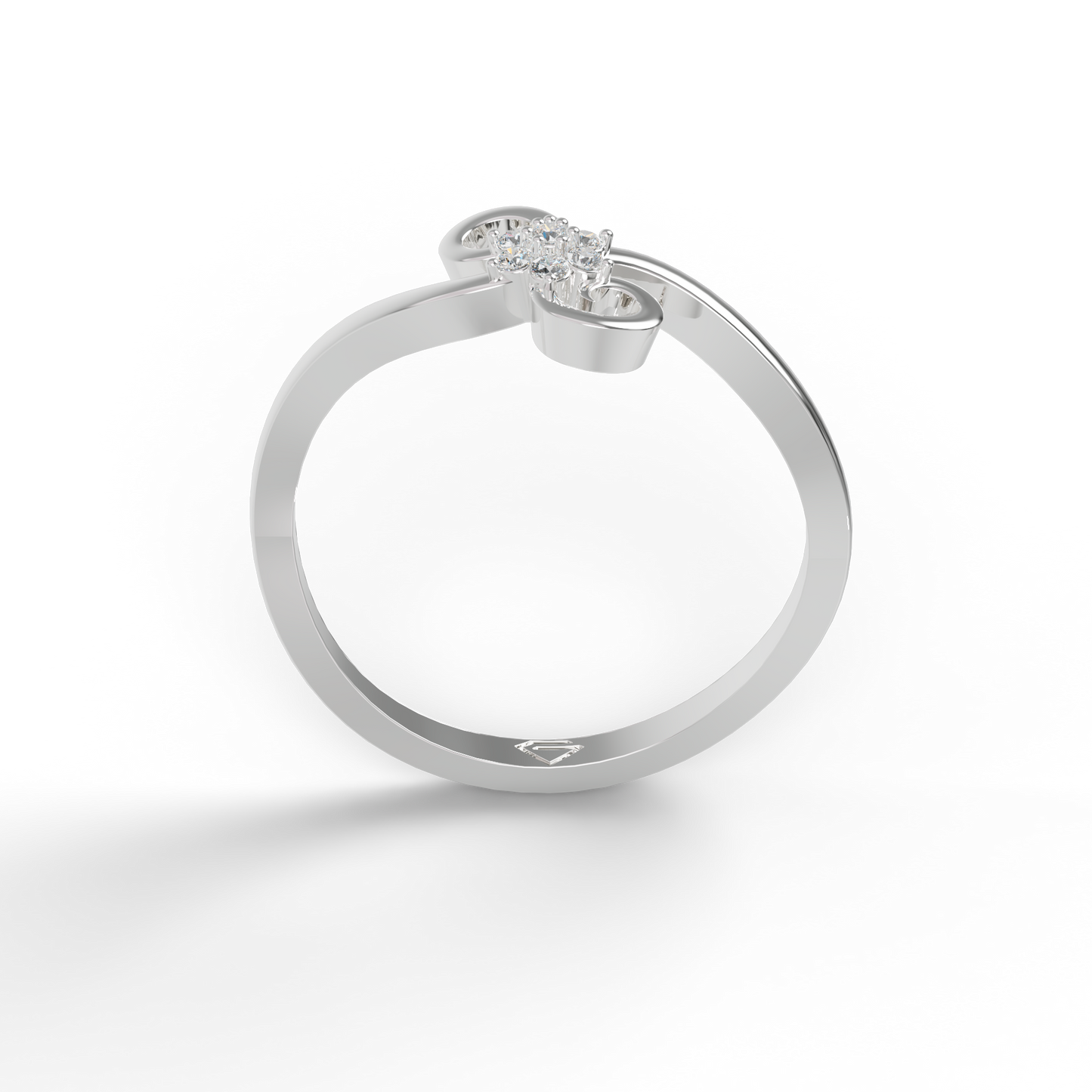 Guru Jewel's C.Z Diamond Studded Beauteous Silver Ring For Her
