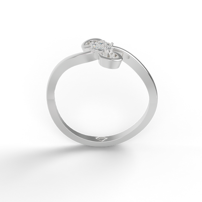 Guru Jewel's C.Z Diamond Studded Beauteous Silver Ring For Her