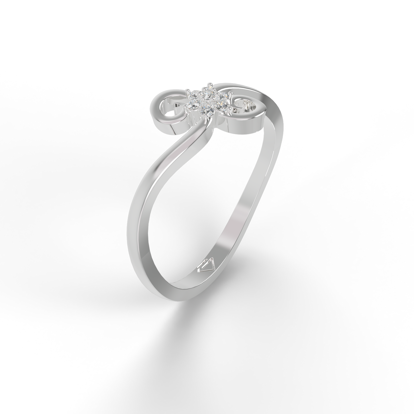 Guru Jewel's C.Z Diamond Studded Beauteous Silver Ring For Her