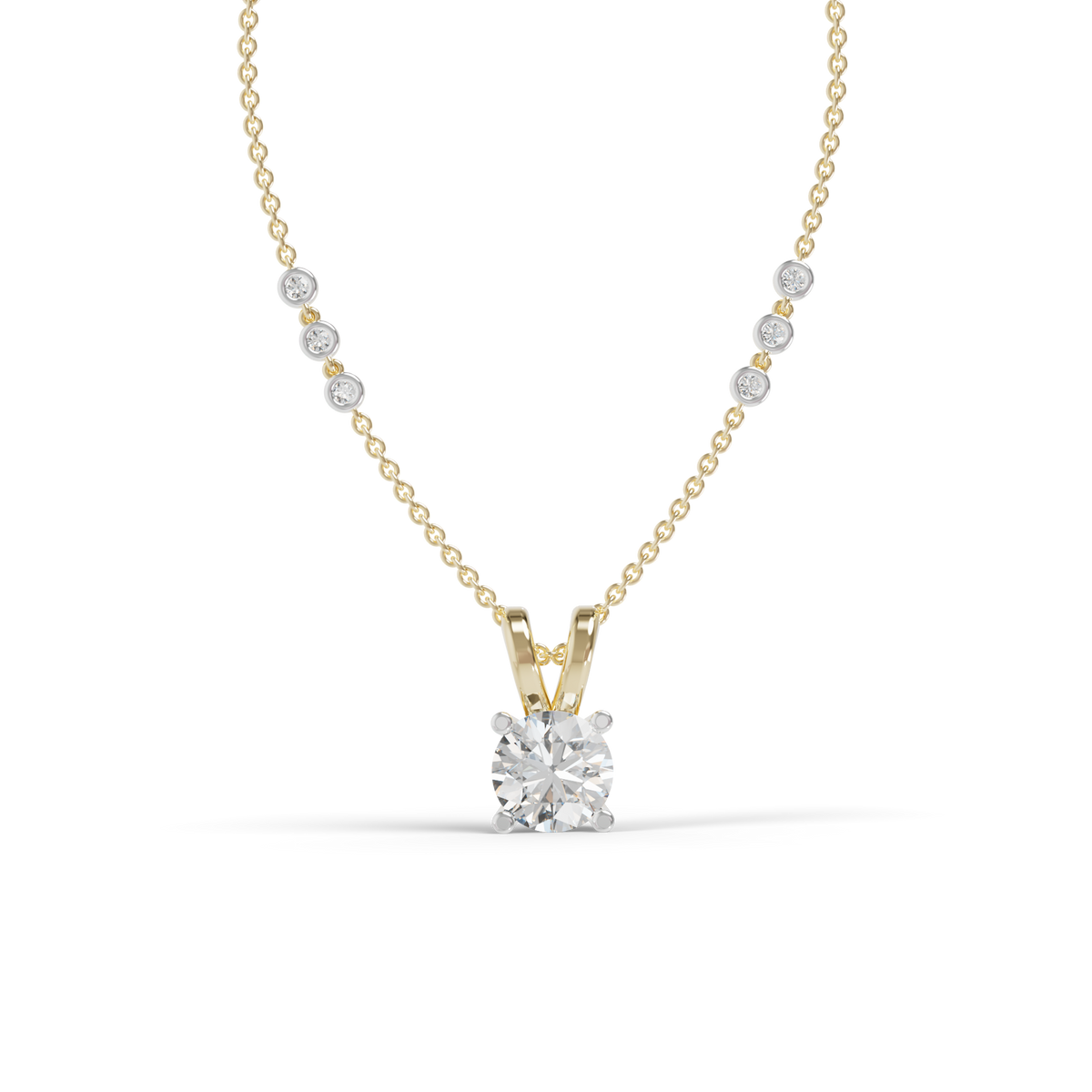 Guru Jewel's Radiant Four-Prong Solitaire Diamond-Simulant Silver Pendant for Her