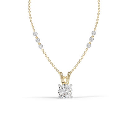 Guru Jewel's Radiant Four-Prong Solitaire Diamond-Simulant Silver Pendant for Her