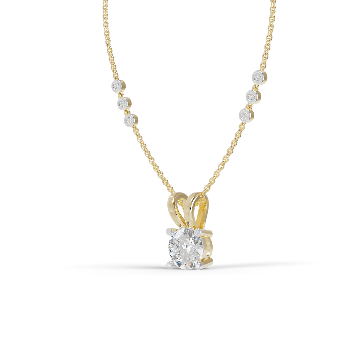 Guru Jewel's Radiant Four-Prong Solitaire Diamond-Simulant Silver Pendant for Her