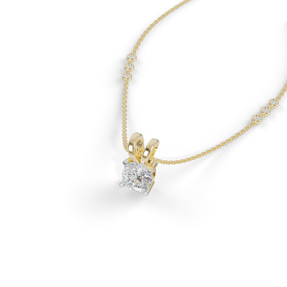 Guru Jewel's Radiant Four-Prong Solitaire Diamond-Simulant Silver Pendant for Her