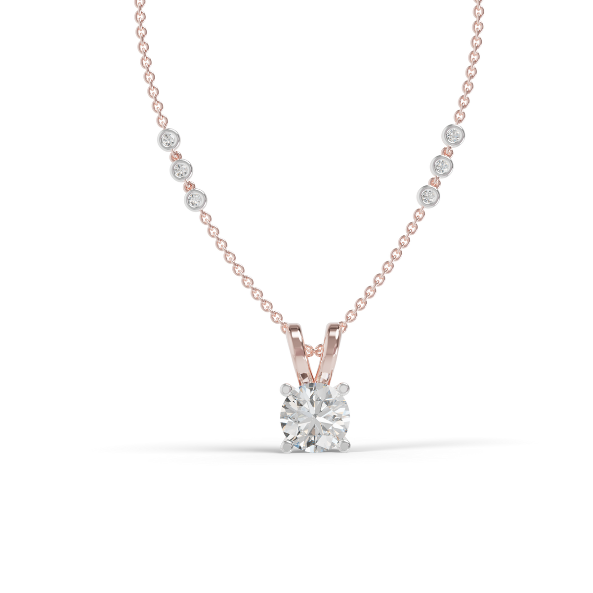 Guru Jewel's Radiant Four-Prong Solitaire Diamond-Simulant Silver Pendant for Her