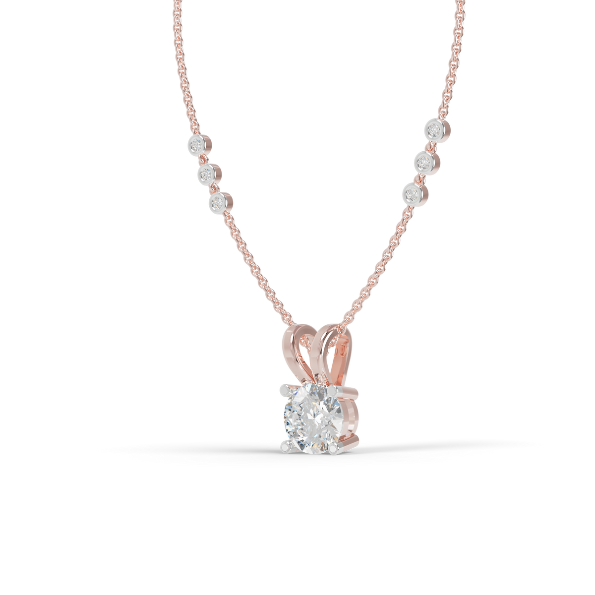 Guru Jewel's Radiant Four-Prong Solitaire Diamond-Simulant Silver Pendant for Her