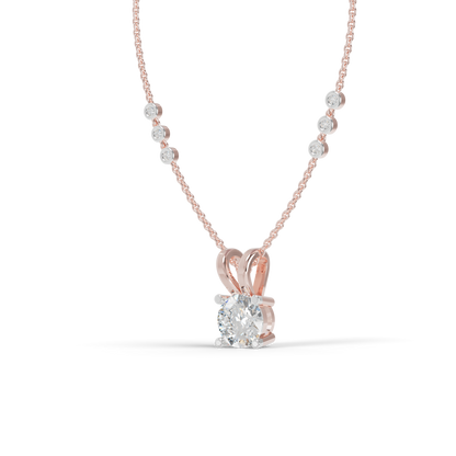 Guru Jewel's Radiant Four-Prong Solitaire Diamond-Simulant Silver Pendant for Her