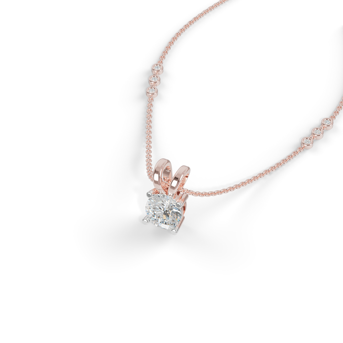 Guru Jewel's Radiant Four-Prong Solitaire Diamond-Simulant Silver Pendant for Her