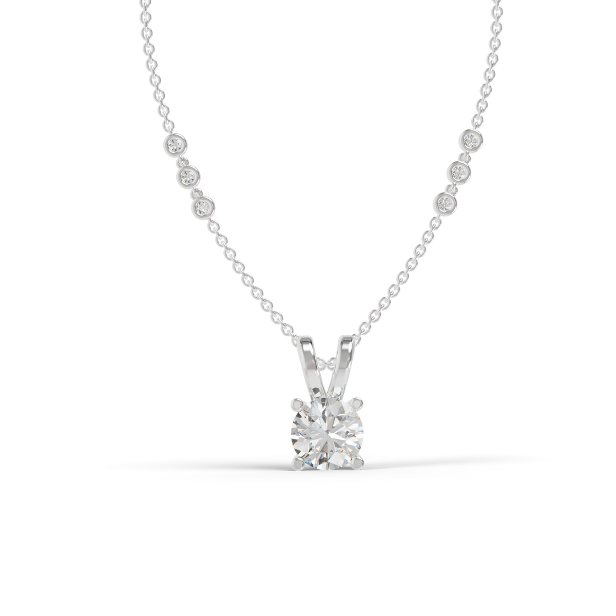 Guru Jewel's Radiant Four-Prong Solitaire Diamond-Simulant Silver Pendant for Her