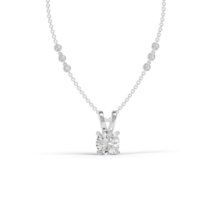 Guru Jewel's Radiant Four-Prong Solitaire Diamond-Simulant Silver Pendant for Her