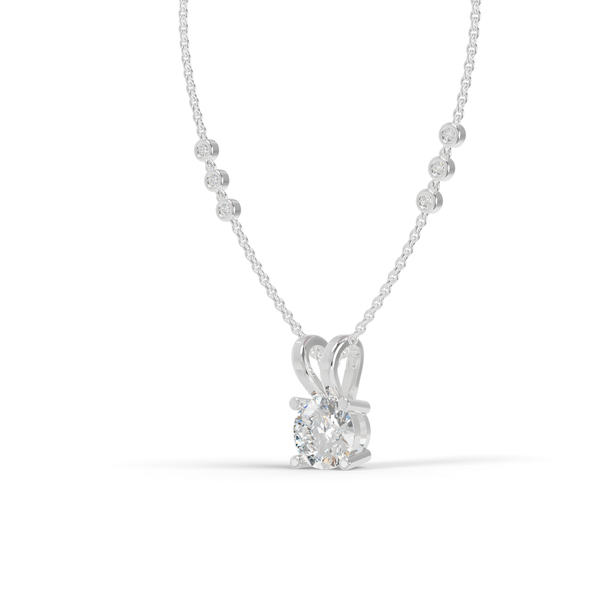 Guru Jewel's Radiant Four-Prong Solitaire Diamond-Simulant Silver Pendant for Her