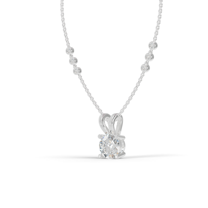 Guru Jewel's Radiant Four-Prong Solitaire Diamond-Simulant Silver Pendant for Her