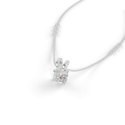 Guru Jewel's Radiant Four-Prong Solitaire Diamond-Simulant Silver Pendant for Her