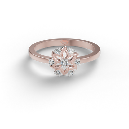 Guru Jewel's C.Z Diamond Studded Silver Petals Shaped Ring For Her