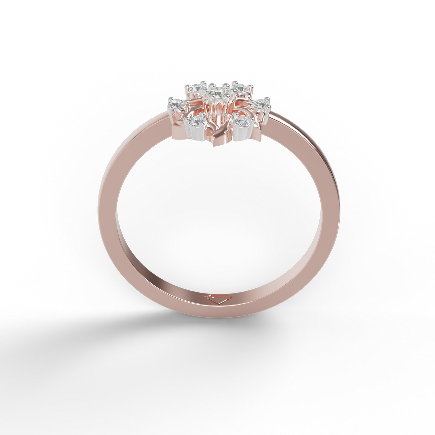 Guru Jewel's C.Z Diamond Studded Silver Petals Shaped Ring For Her