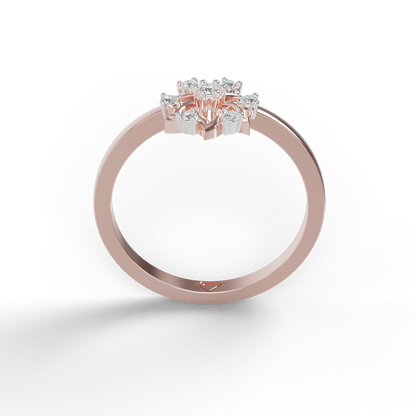 Guru Jewel's C.Z Diamond Studded Silver Petals Shaped Ring For Her