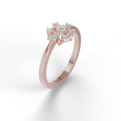 Guru Jewel's C.Z Diamond Studded Silver Petals Shaped Ring For Her