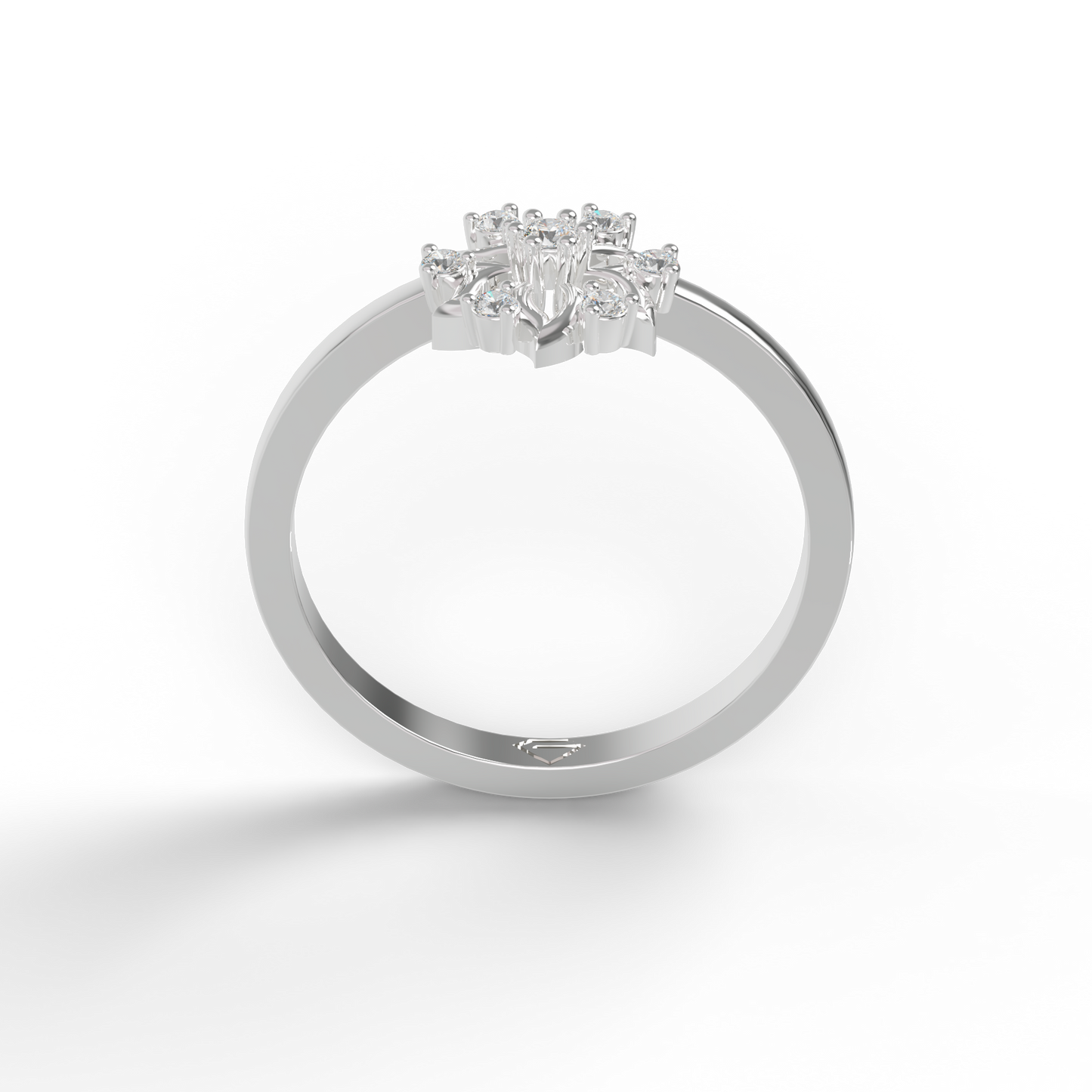 Guru Jewel's C.Z Diamond Studded Silver Petals Shaped Ring For Her