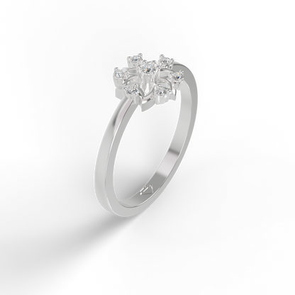 Guru Jewel's C.Z Diamond Studded Silver Petals Shaped Ring For Her
