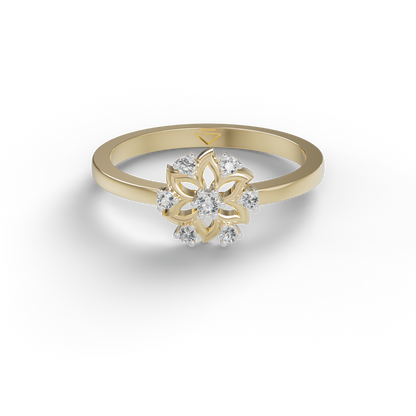 Guru Jewel's C.Z Diamond Studded Silver Petals Shaped Ring For Her