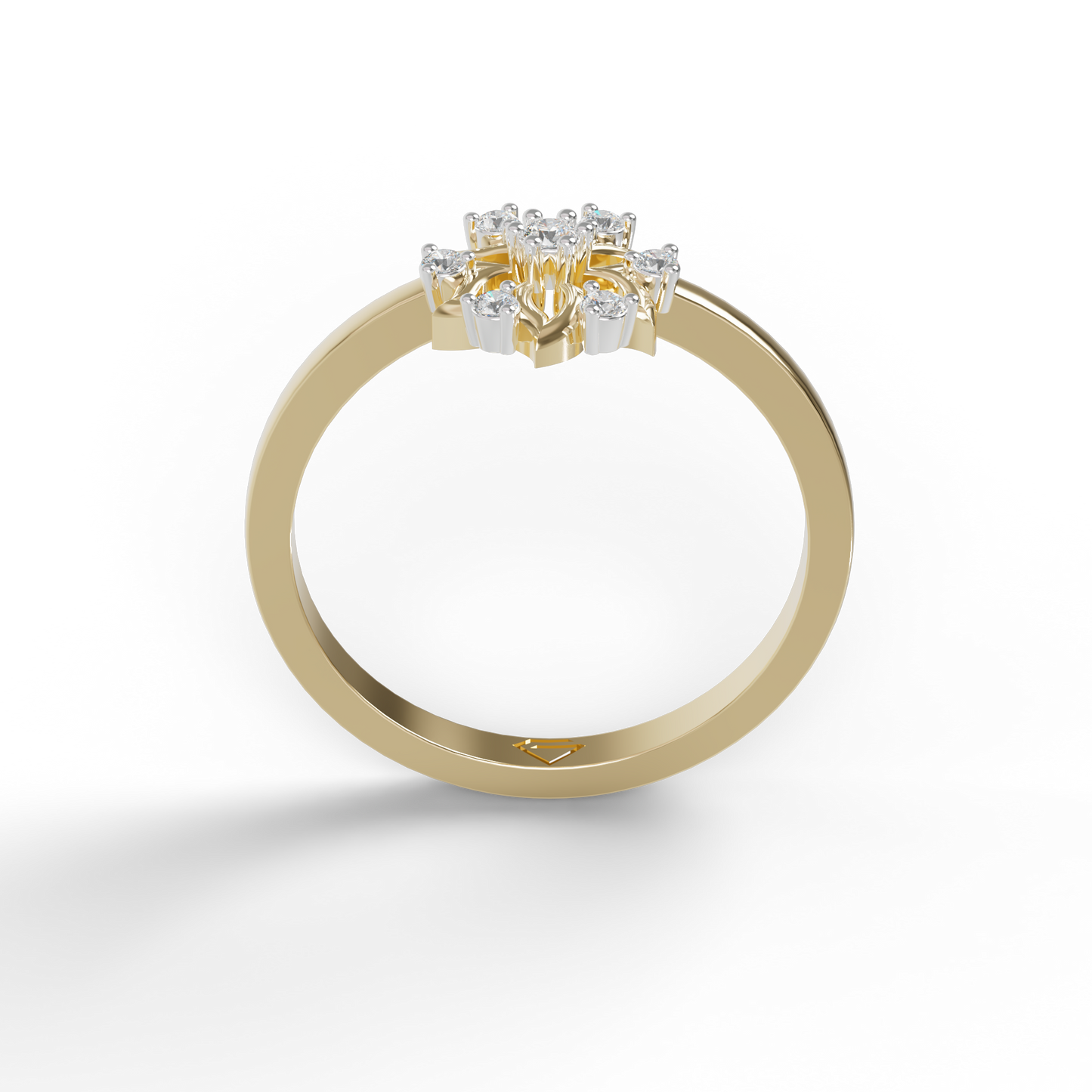 Guru Jewel's C.Z Diamond Studded Silver Petals Shaped Ring For Her