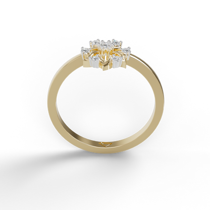 Guru Jewel's C.Z Diamond Studded Silver Petals Shaped Ring For Her