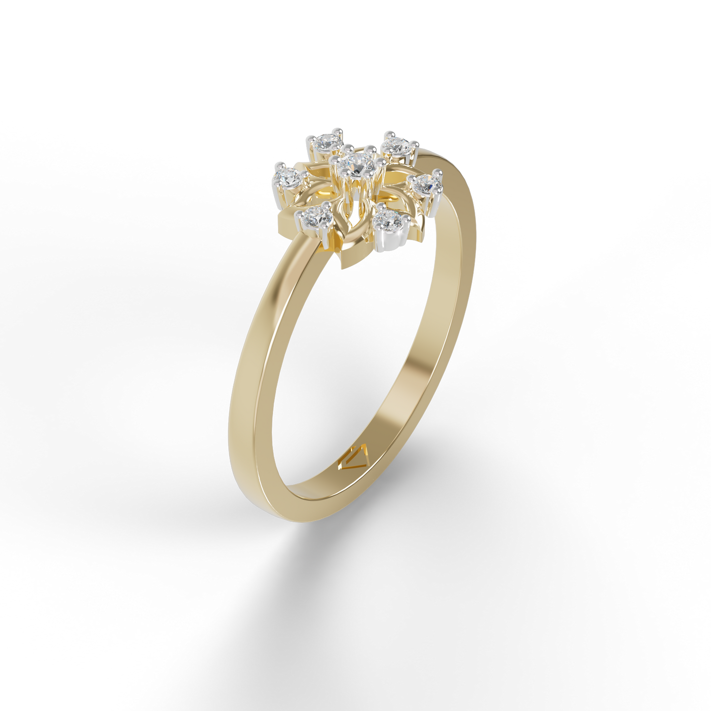 Guru Jewel's C.Z Diamond Studded Silver Petals Shaped Ring For Her