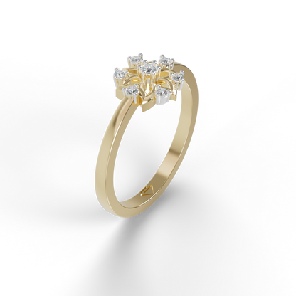 Guru Jewel's C.Z Diamond Studded Silver Petals Shaped Ring For Her