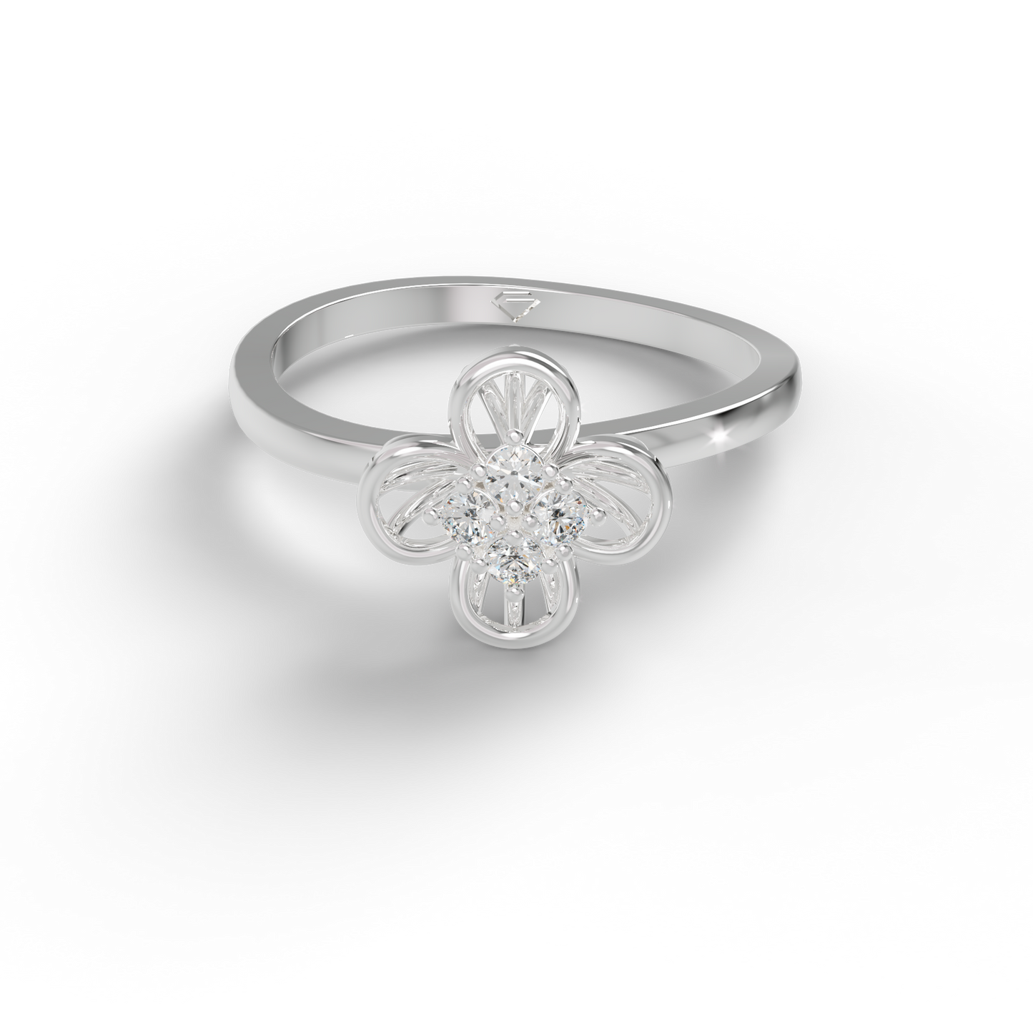 Guru Jewel's Impressive C.Z Diamond Studded Silver Ring For Her