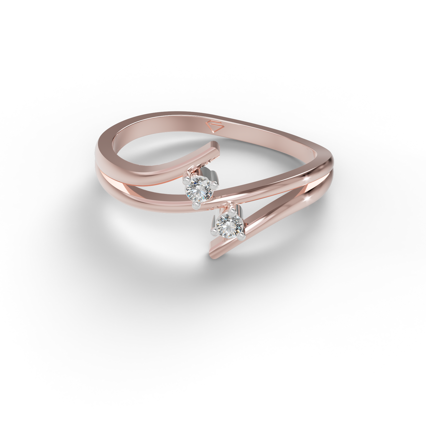 Guru Jewel's Twin C.Z Diamond Studded Silver Ring For Her