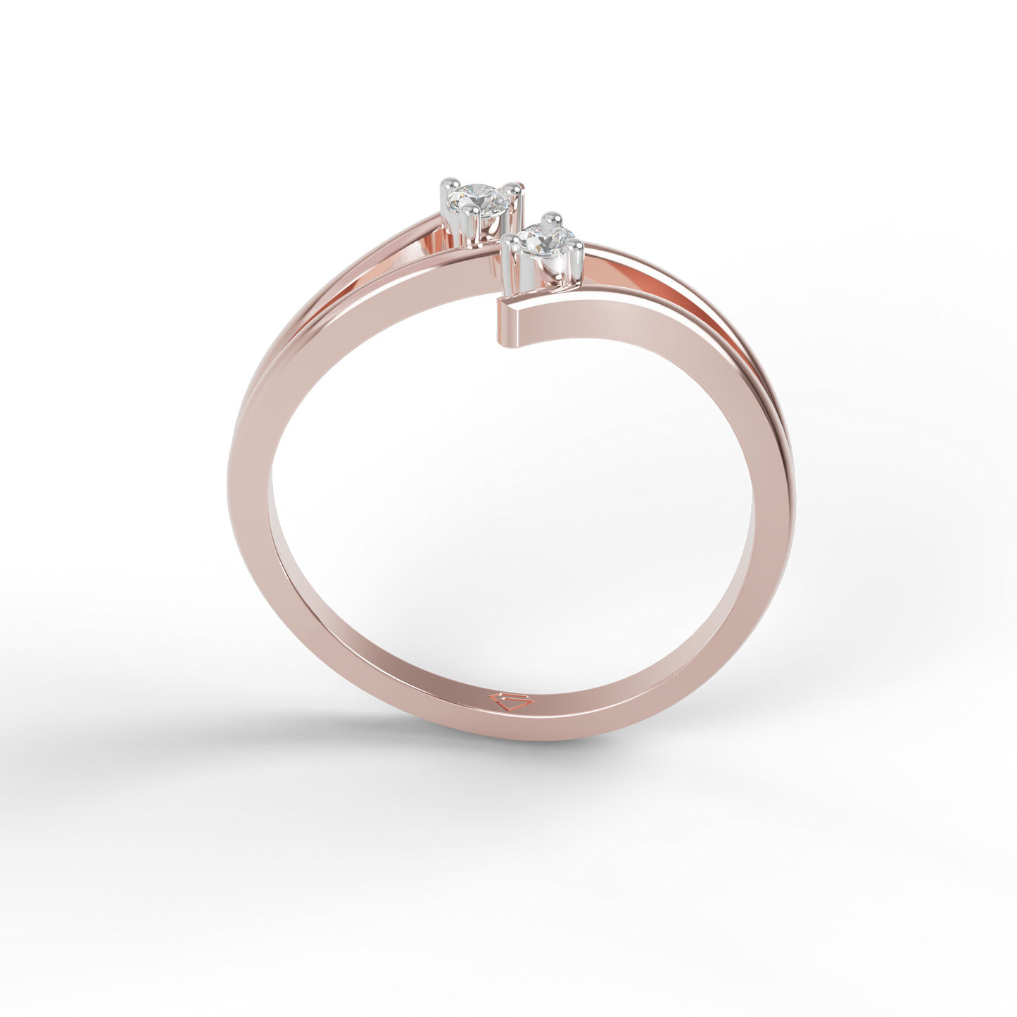 Guru Jewel's Twin C.Z Diamond Studded Silver Ring For Her