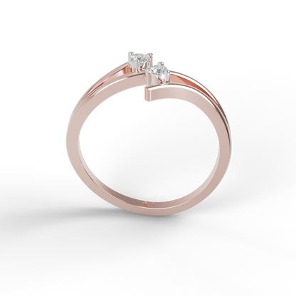 Guru Jewel's Twin C.Z Diamond Studded Silver Ring For Her