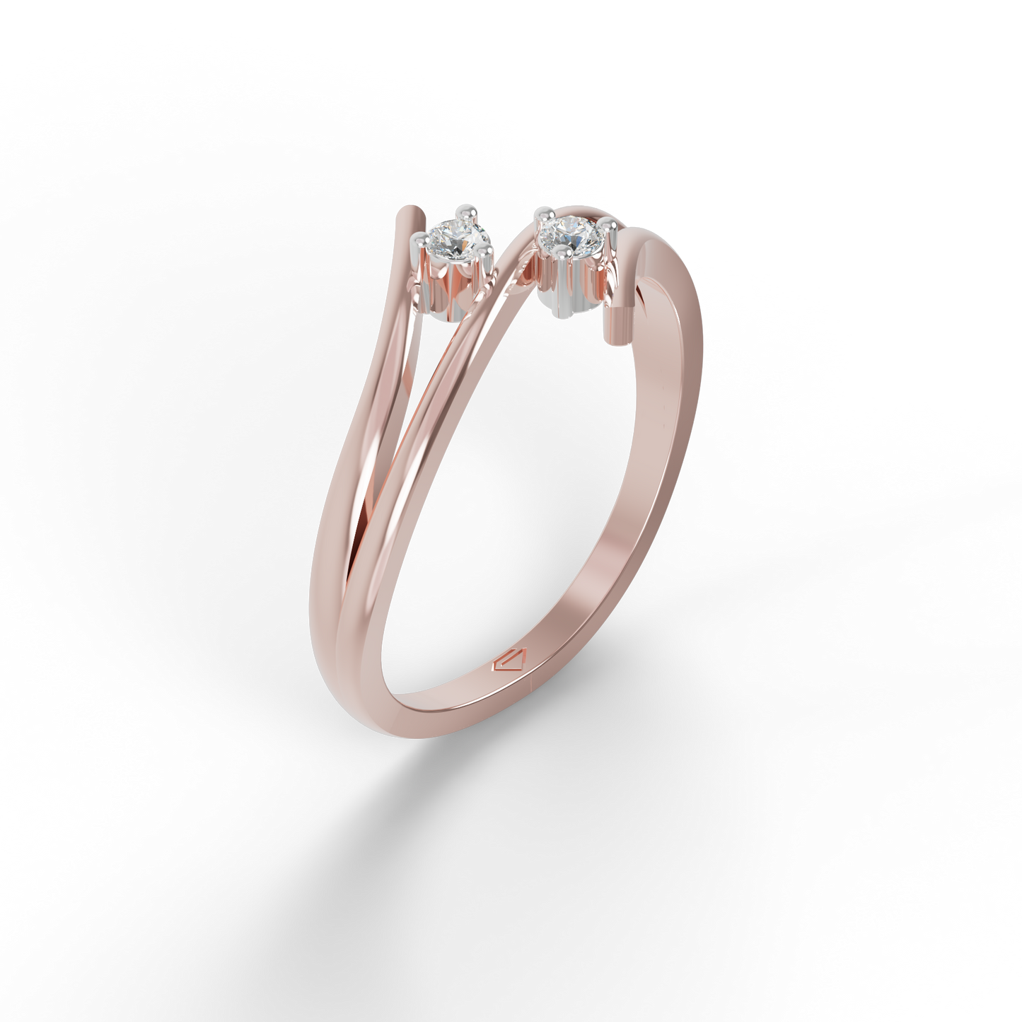 Guru Jewel's Twin C.Z Diamond Studded Silver Ring For Her