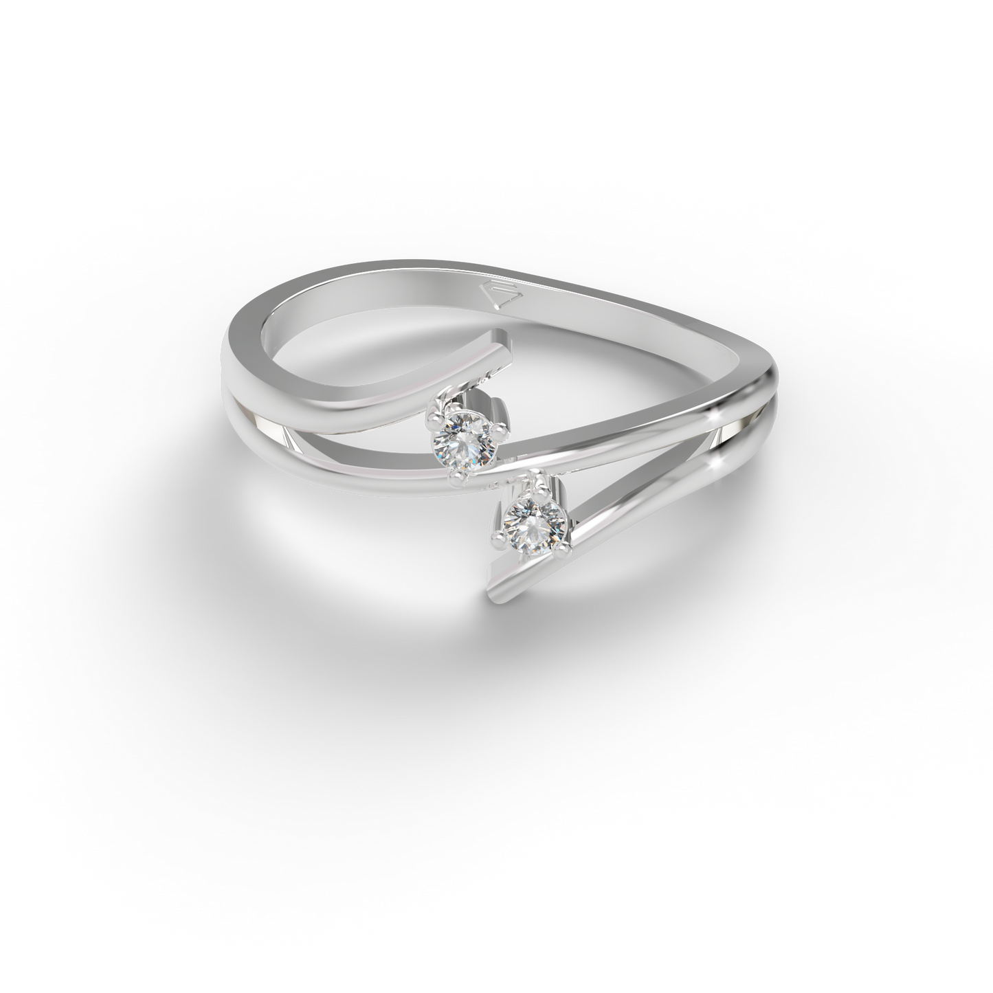 Guru Jewel's Twin C.Z Diamond Studded Silver Ring For Her