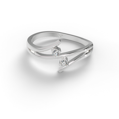 Guru Jewel's Twin C.Z Diamond Studded Silver Ring For Her