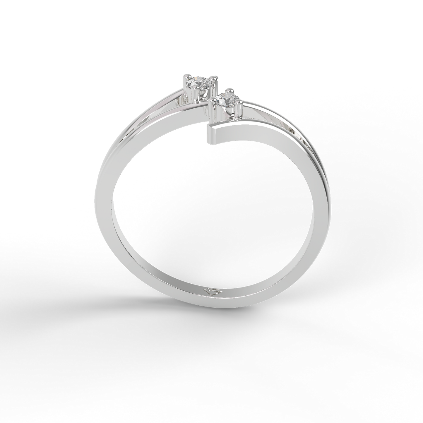 Guru Jewel's Twin C.Z Diamond Studded Silver Ring For Her