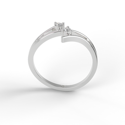 Guru Jewel's Twin C.Z Diamond Studded Silver Ring For Her