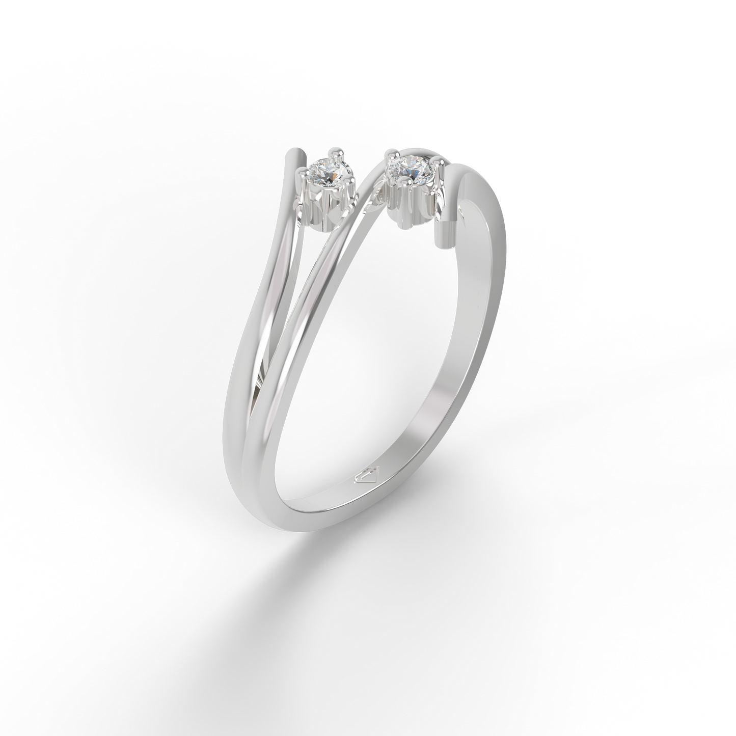 Guru Jewel's Twin C.Z Diamond Studded Silver Ring For Her